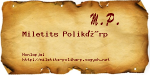 Miletits Polikárp névjegykártya